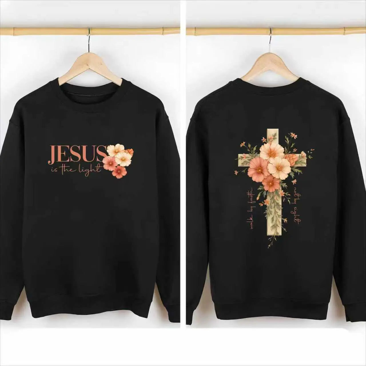 Floral Cross Christian T-Shirt/Sweatshirt/Hoodie – Soft Faith Graphic Tee for Women