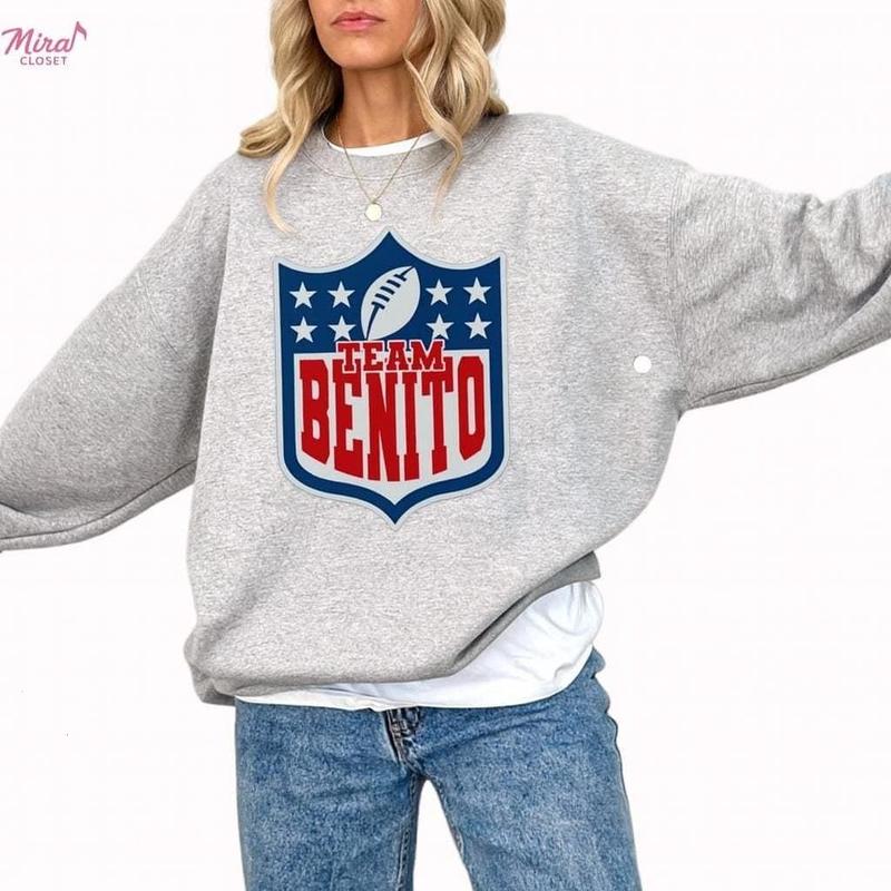 Team Benito Sweatshirt – Retro Football Shield Graphic Crewneck Pullover