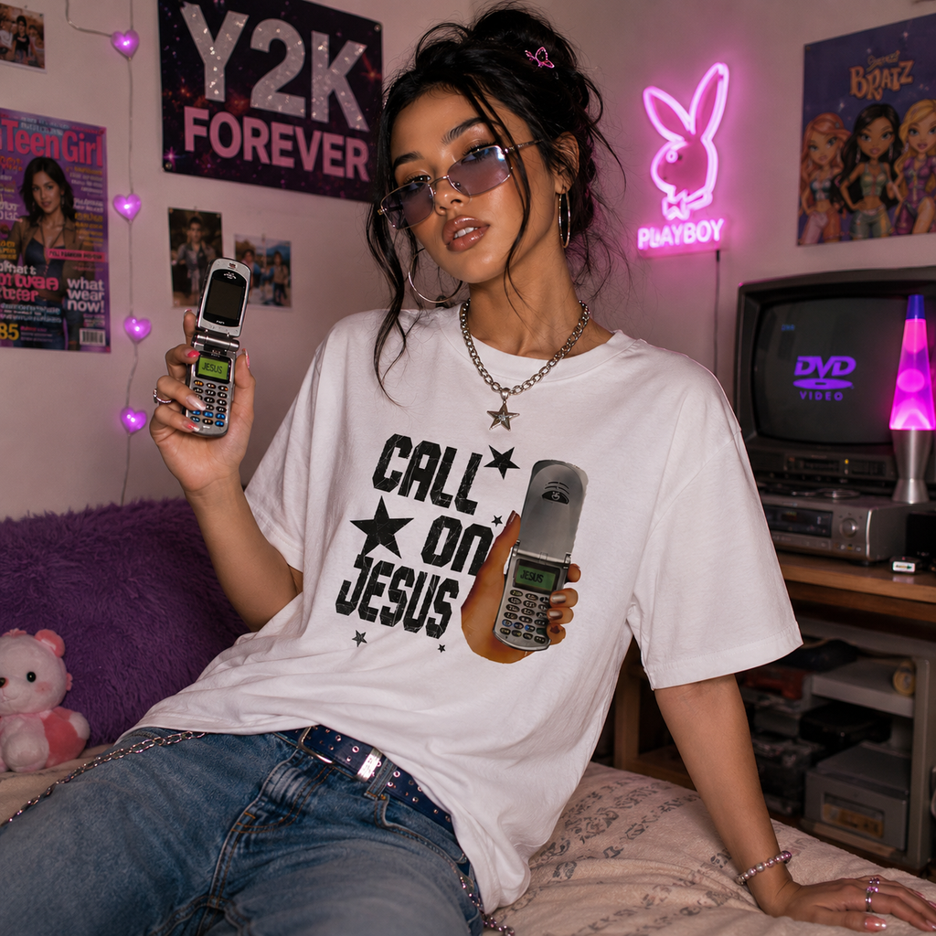 Y2K Christian Tee 📞 – Retro Faith Graphic Shirt/Sweatshirt/Hoodie