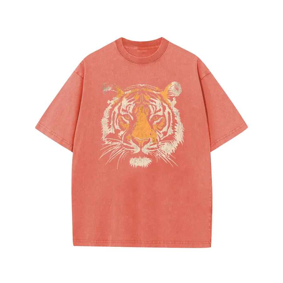 Vintage Tiger Graphic T-Shirt/Sweatshirt/Hoodie – Acid Washed Heavyweight Cotton Oversized Streetwear Tee
