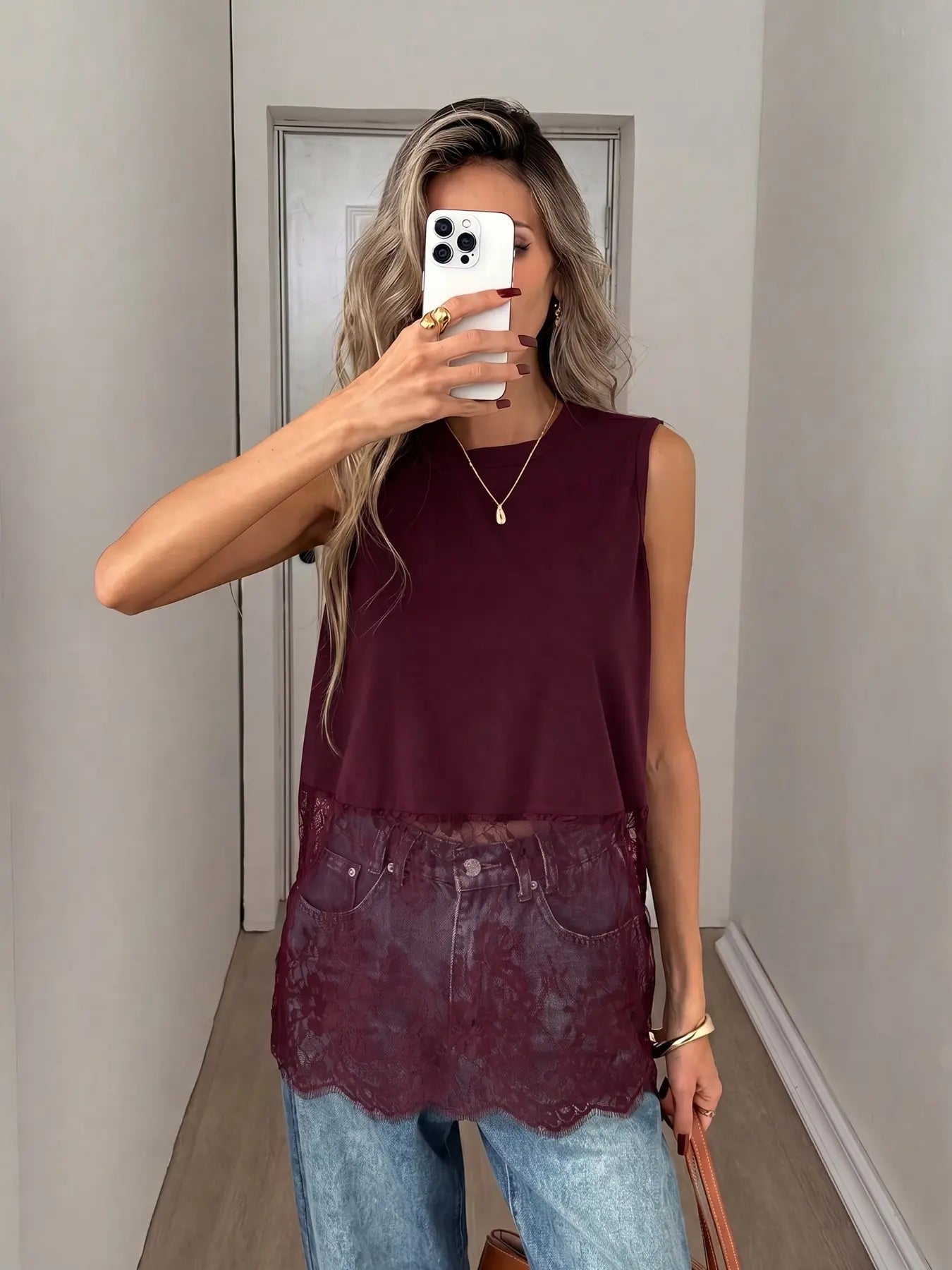 Lace Trim Tank Top – Y2K Sleeveless Layering Top For Women