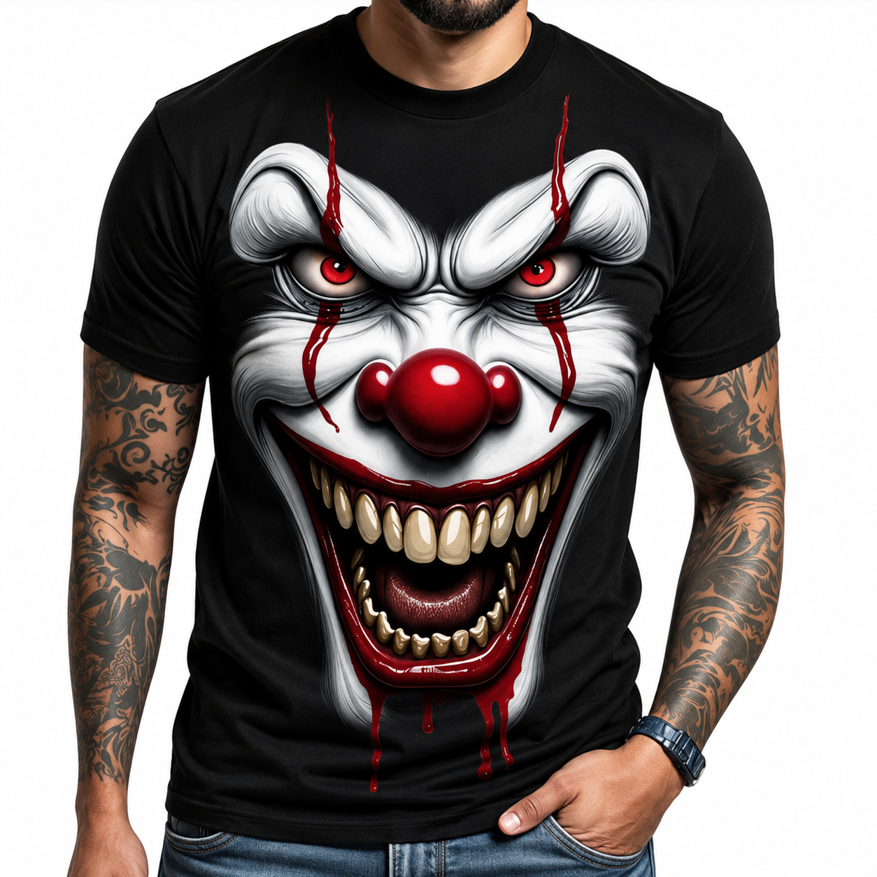 Horror Clown Graphic T-Shirt/Sweatshirt/Hoodie - Stylish Halloween Grimace Tee