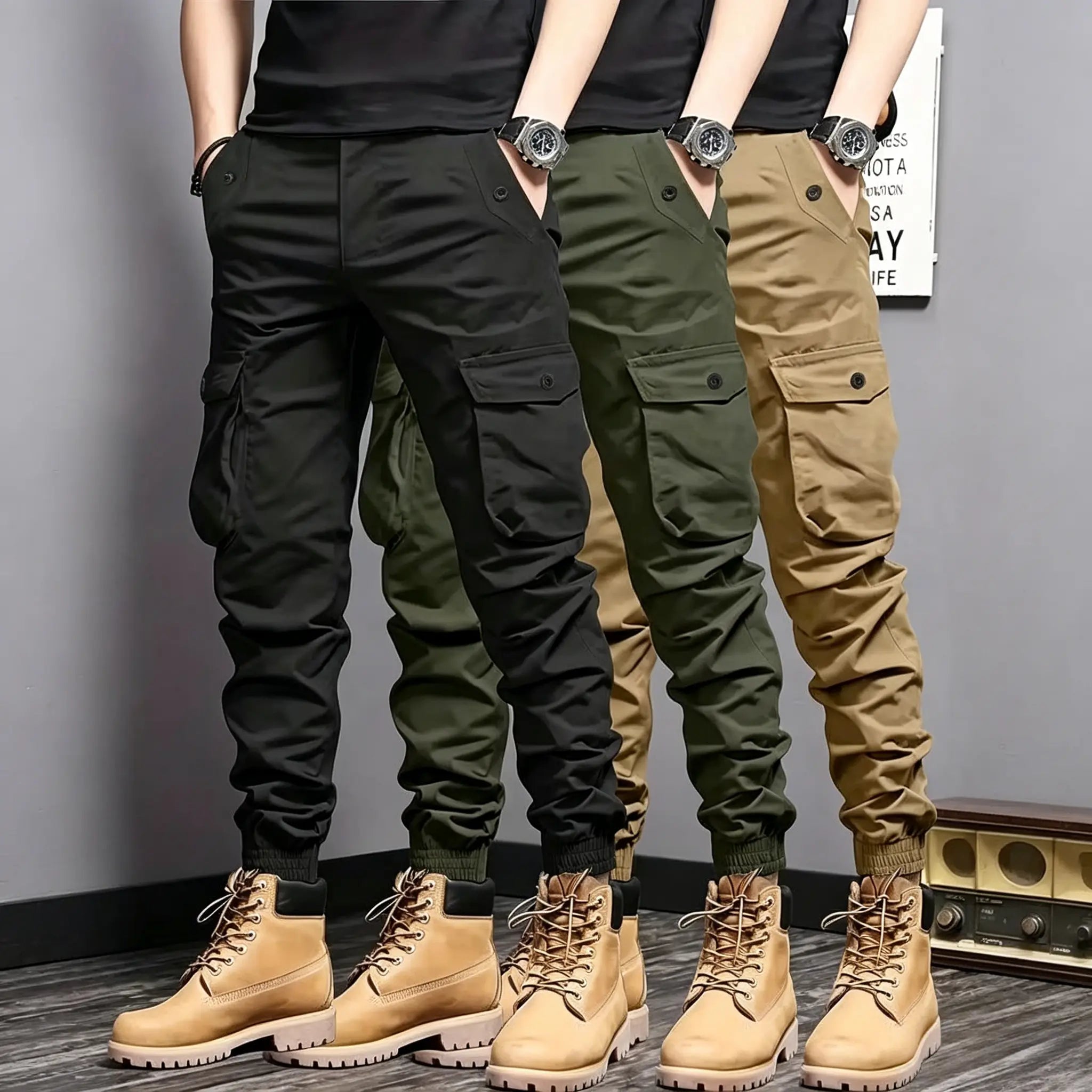 Men's 3-Pack Cargo Jogger Pants – Multi-Pocket Everyday Utility Pants