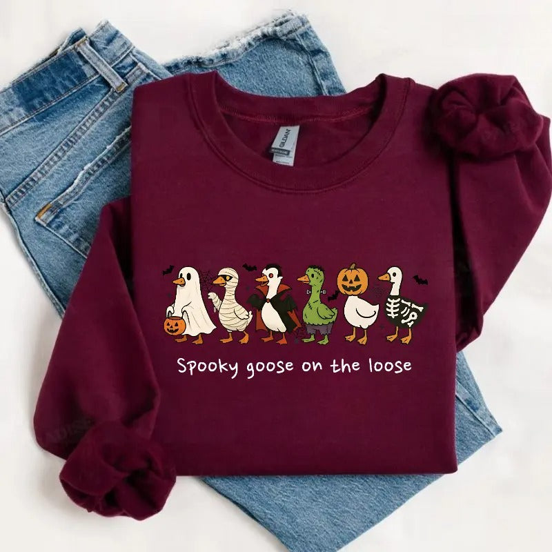 Spooky Goose on the Loose Sweatshirt/Hoodie/T-shirt – Cute Halloween Goose Graphic Crewneck