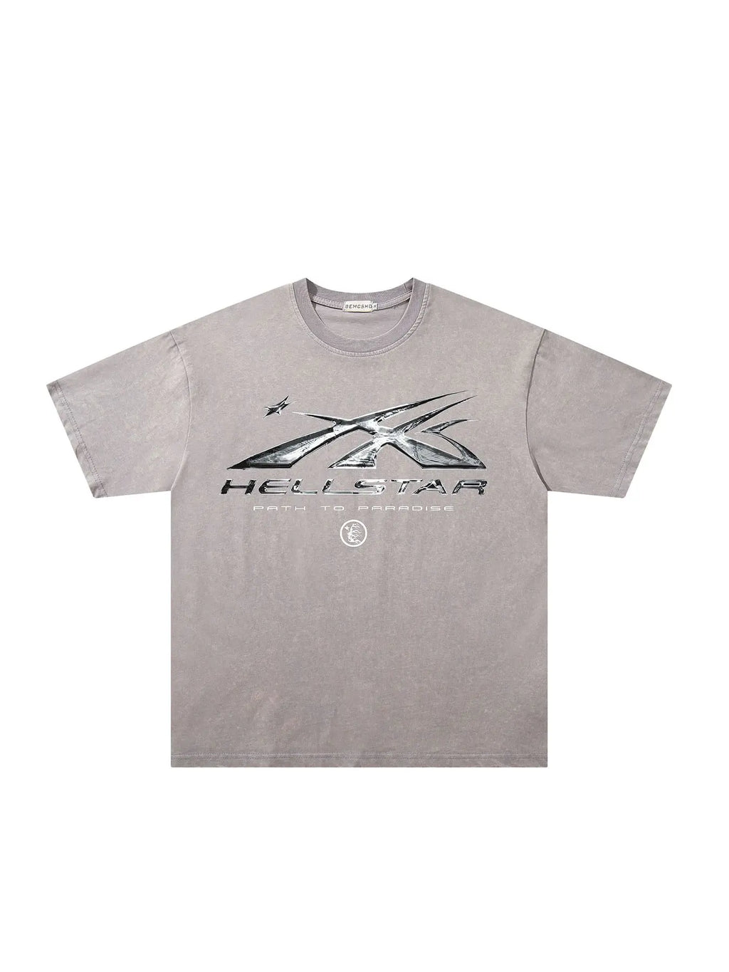 Vintage Dark Streetwear Street Style Washed Star Flame Design Tee