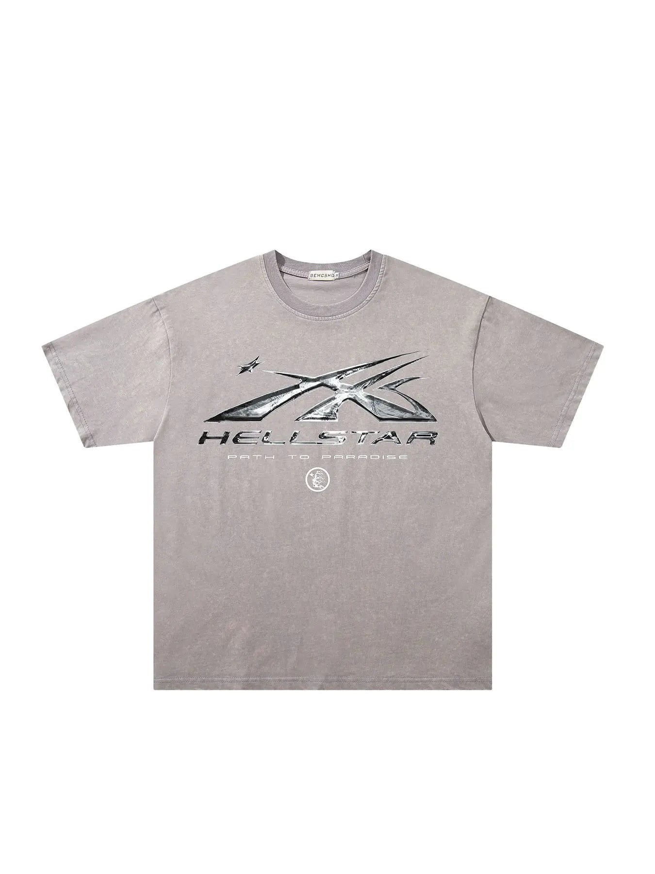 Vintage Dark Streetwear Street Style Washed Star Flame Design Tee