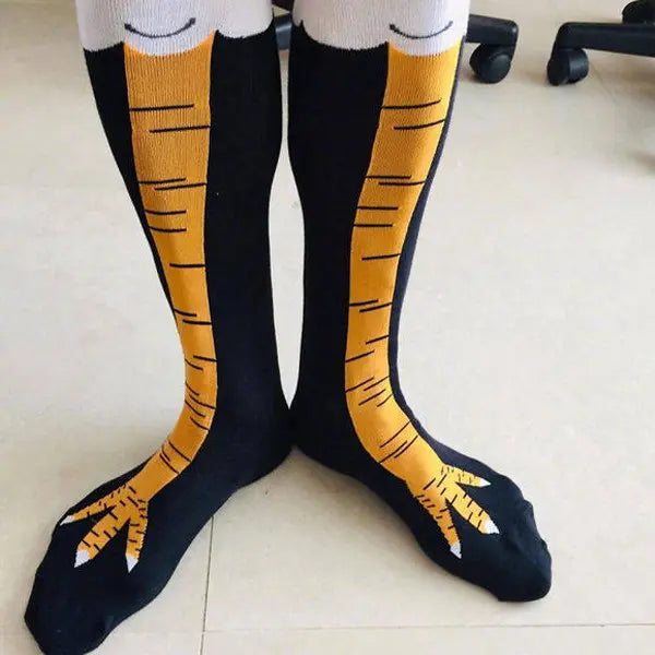 2 Pairs Funny Chicken Leg Socks – Novelty Animal Knee High Socks for Women & Men, Hilarious Gag Gift