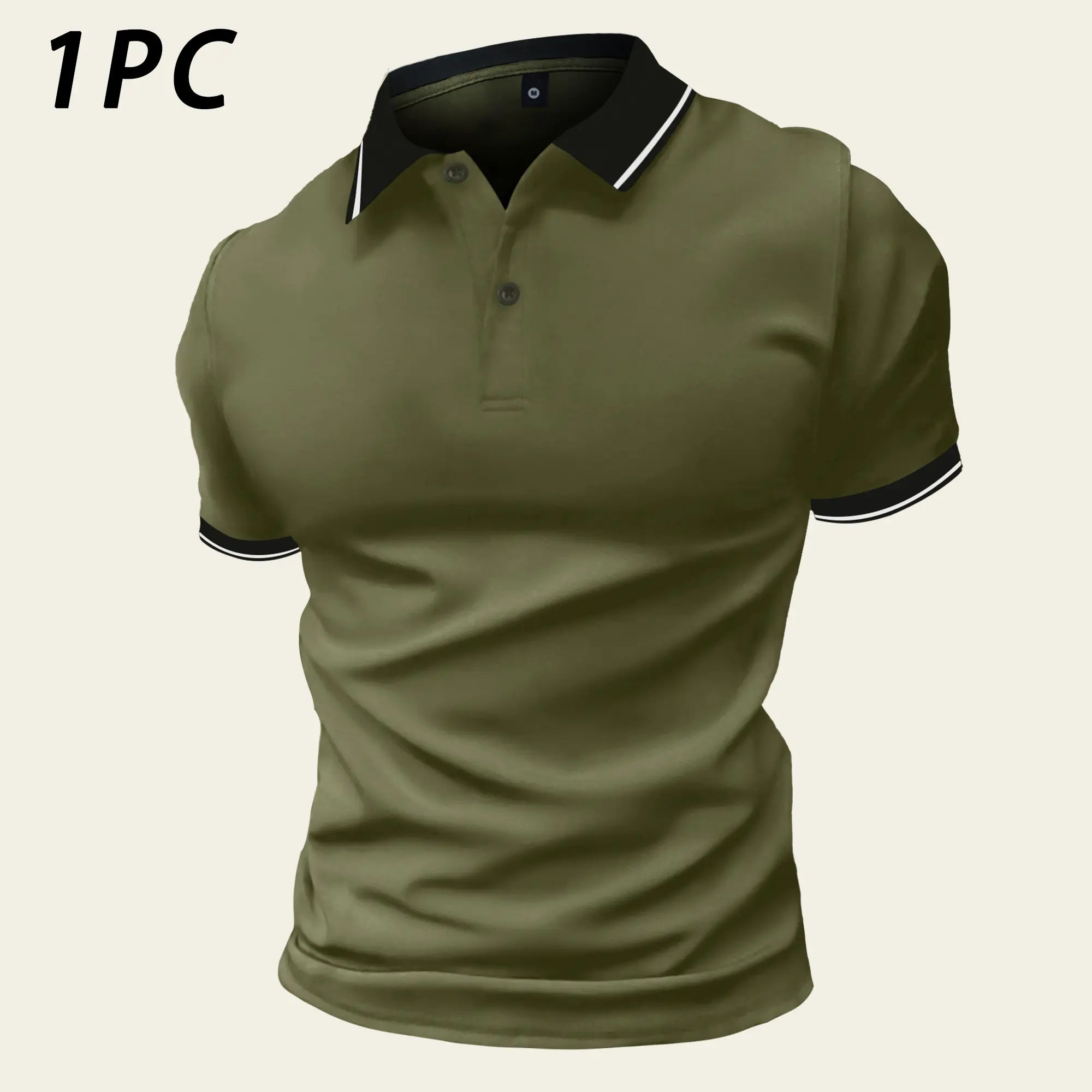 Men's Contrast Collar Polo Shirt – Classic Short Sleeve Golf Style Top