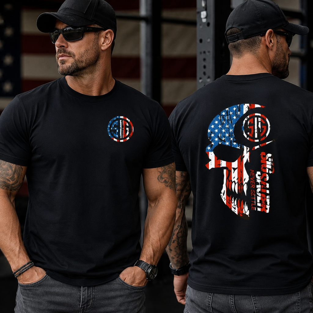 Unisex American Flag Tee - Gun Lover Tactical Skull T-Shirt/Sweatshirt/Hoodie