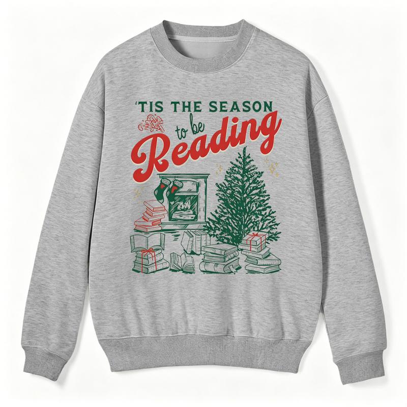 Tis the Season to Be Reading Sweatshirt/Hoodie/T-Shirt – Retro Christmas Book Lover Crewneck