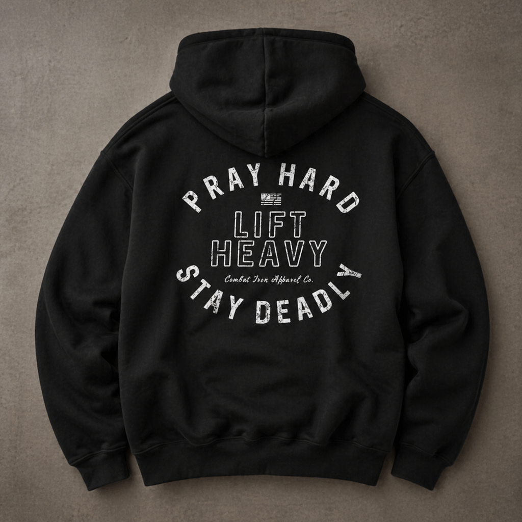 Pray Hard Lift Heavy Stay Deadly T-Shirt/Sweatshirt/Hoodie – Christian Gym Graphic Tee