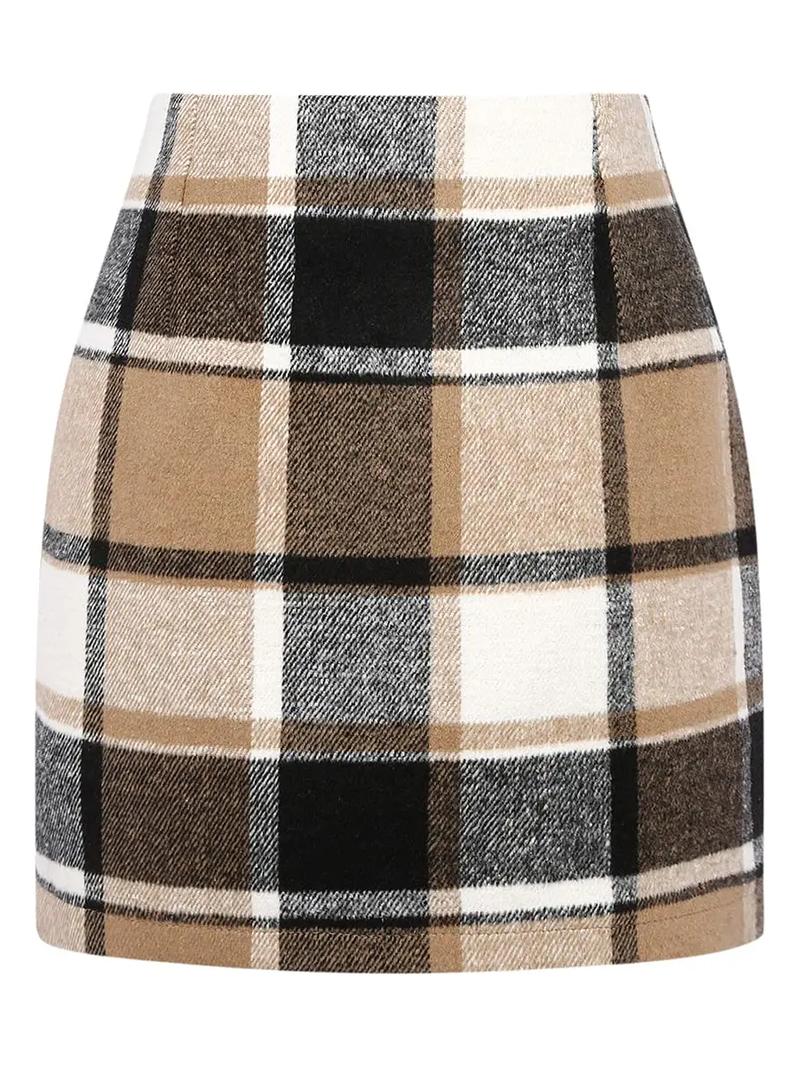 Women's High Waisted Plaid Mini Skirt – Vintage Preppy Fall Winter Skirt
