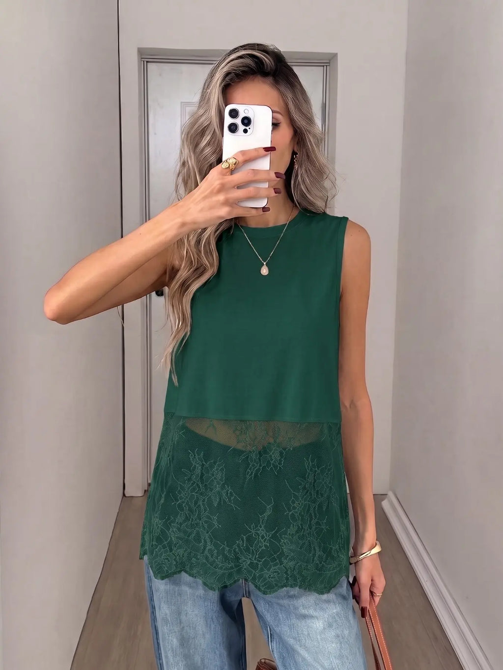 Lace Trim Tank Top – Y2K Sleeveless Layering Top For Women
