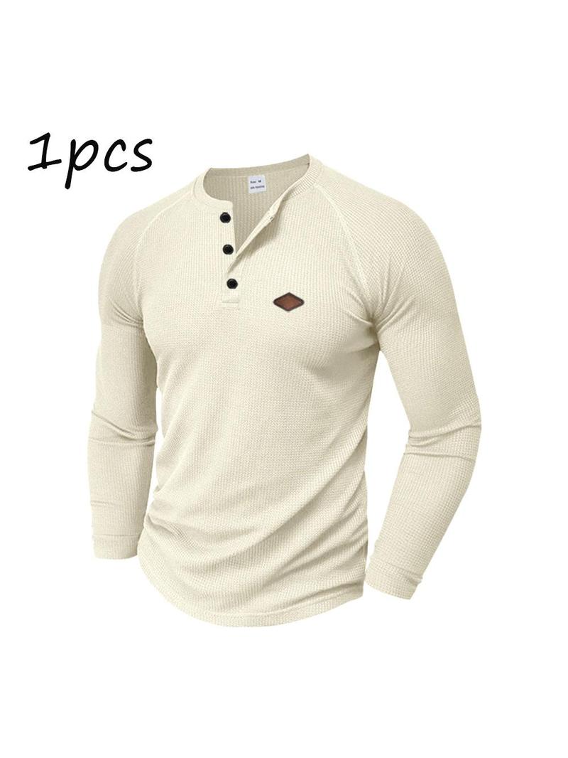 Men's 2-Pack Waffle Knit Henley Shirts – Long Sleeve Raglan Casual Tops