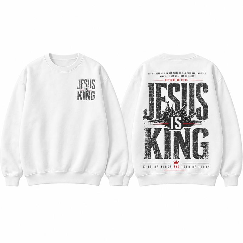 Jesus Is King Christian Hoodie/Sweatshirt/T-Shirt – Vintage Distressed Faith Graphic Streetwear Pullover