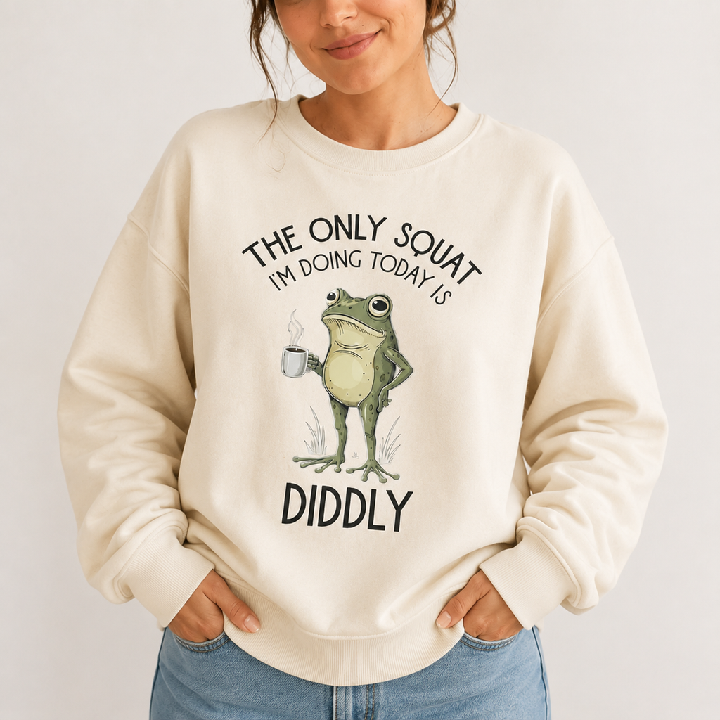 Funny Frog Graphic T-Shirt/Sweatshirt/Hoodie – Sarcastic Coffee Lover Tee , Cute Diddly Squat Shirt