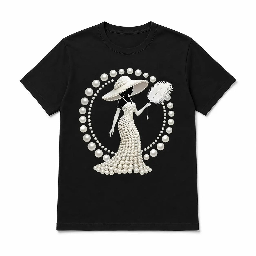 Luxury Look Pearl Graphic Tee – Women's Elegant Casual Shirt/Sweatshirt/Hoodie