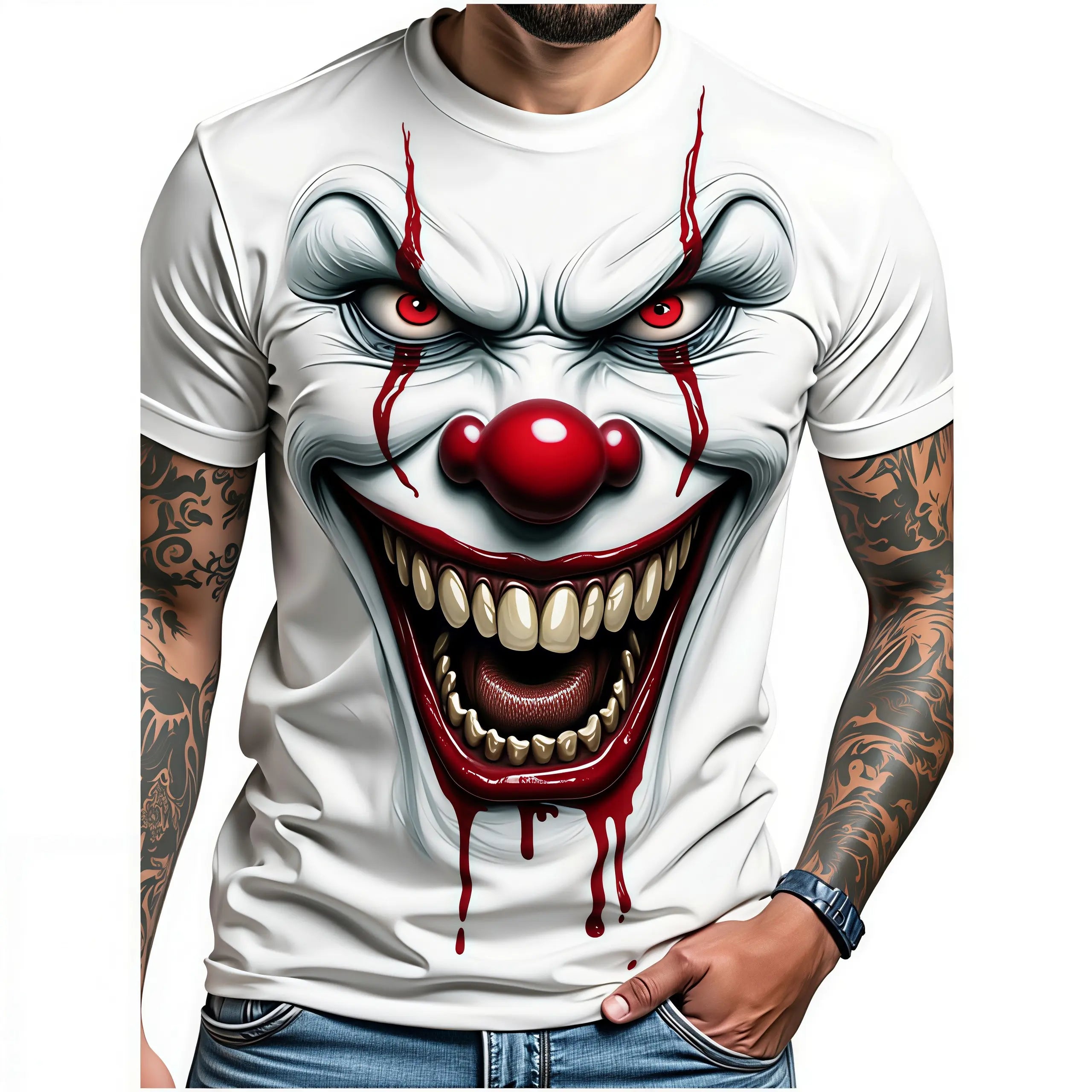 Horror Clown Graphic T-Shirt/Sweatshirt/Hoodie - Stylish Halloween Grimace Tee
