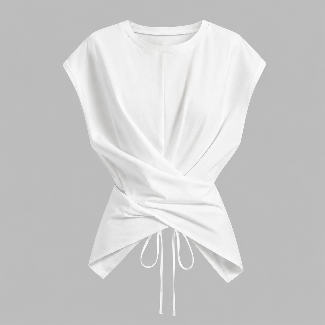 Slim Fit Draped Top 🤍 – Modern Asymmetrical Blouse for Women