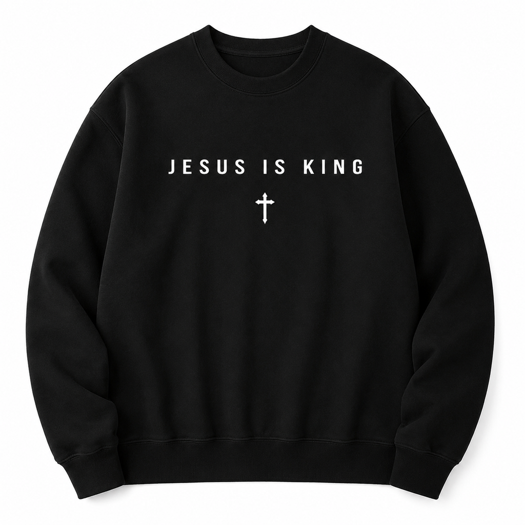Jesus Is King T-Shirt/Sweatshirt/Hoodie – Vintage Washed Christian Cross Graphic Tee, Minimalist Faith Shirt
