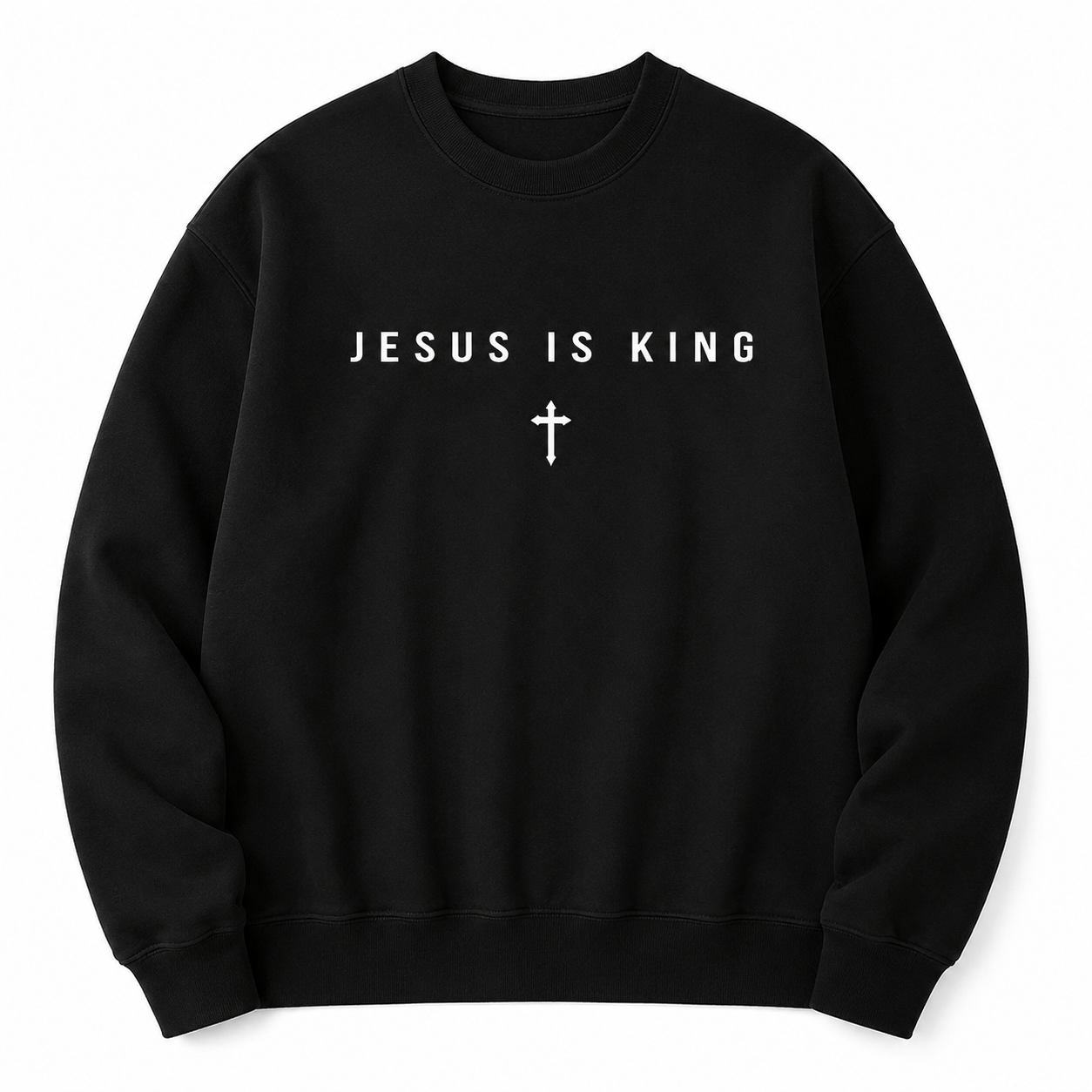 Jesus Is King T-Shirt/Sweatshirt/Hoodie – Vintage Washed Christian Cross Graphic Tee, Minimalist Faith Shirt