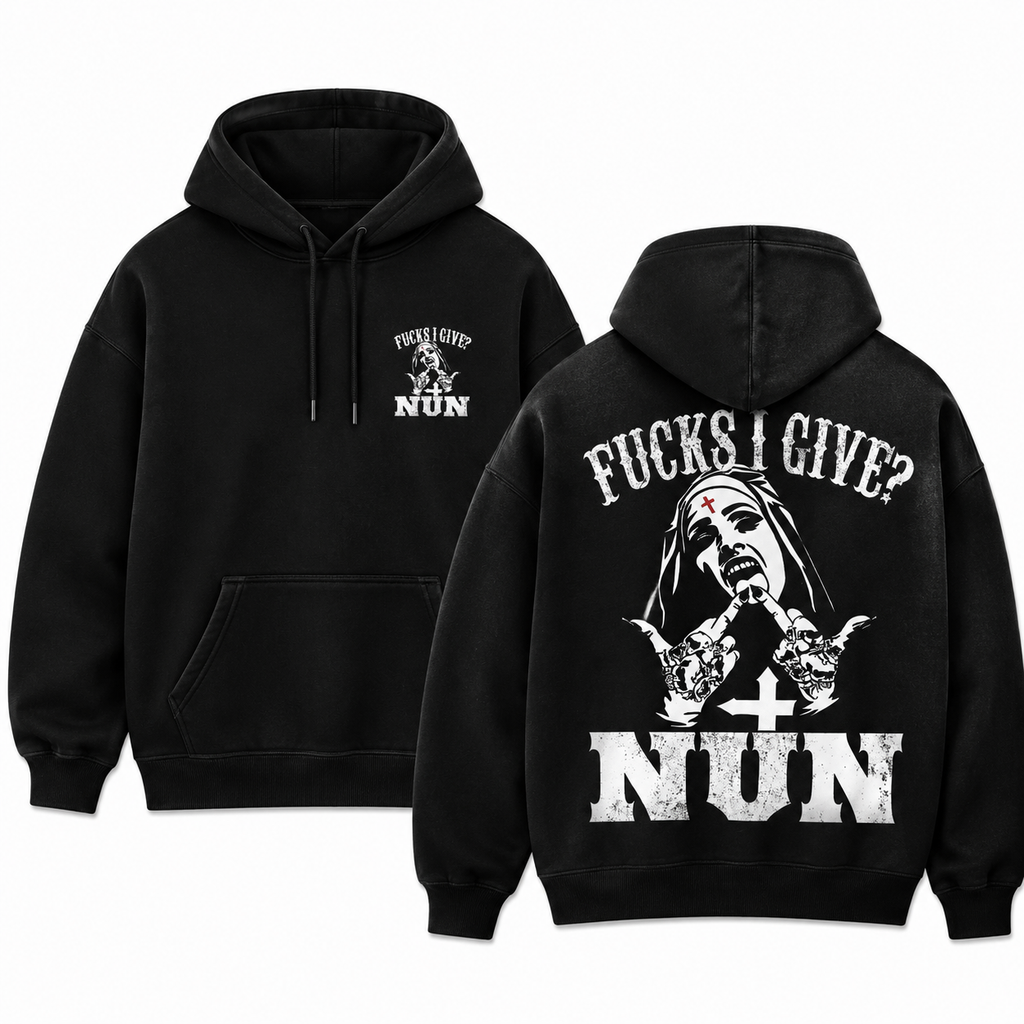 Dark Nun Graphic Tee | Gothic Streetwear Statement “F@ck I Give Nun” T-shirt/Sweatshirt/Hoodie