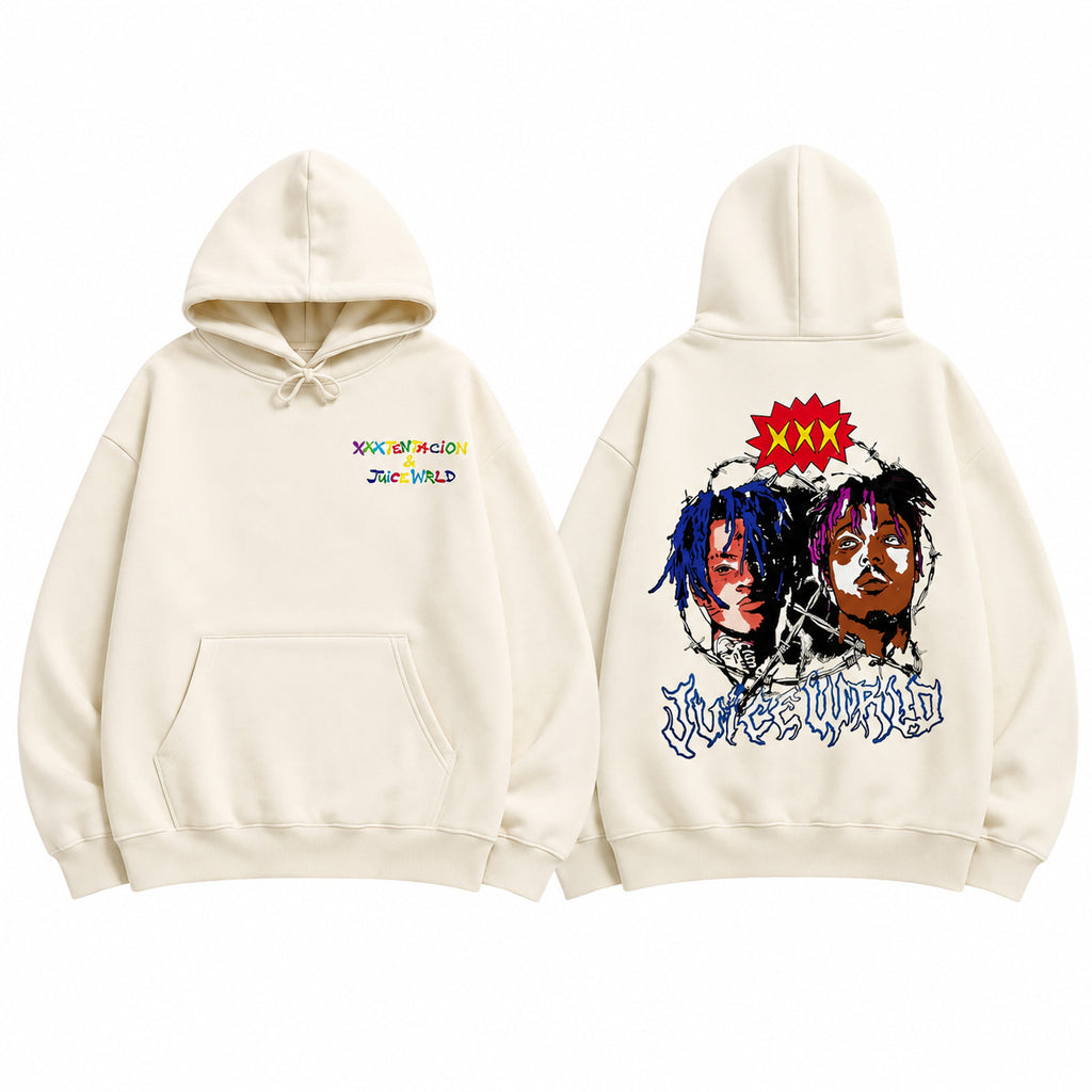 XXXTENTACION & Juice WRLD Tribute Hoodie/Sweatshirt/T-shirt – Vintage Rap Graphic Front & Back Pullover Sweatshirt