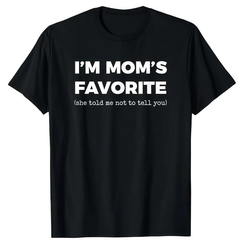 Cotton Funny Moms Favorite Son Daughter I'm Mom's Favorite T-Shirt Golf Gift for Men and Women Summer Wear