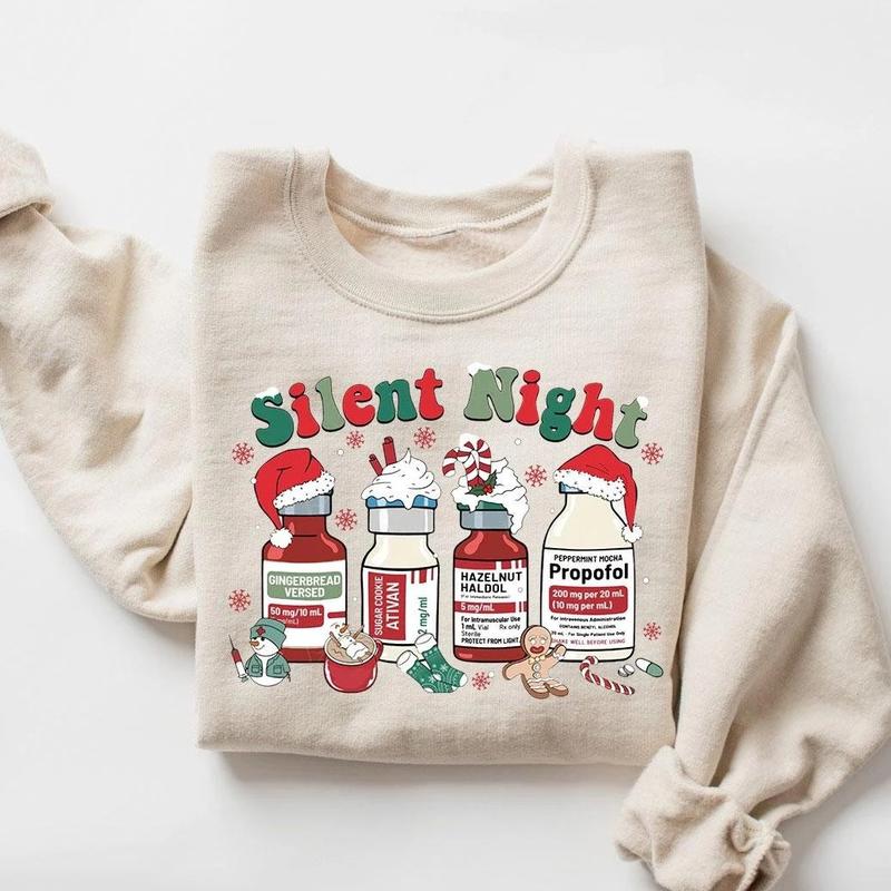 Silent Night Christmas Sweatshirt, Christmas Nurse Shirt, Medical Christmas T-Shirt, ICU Nurse Christmas Tee, Nurse Holiday Sweatshirt