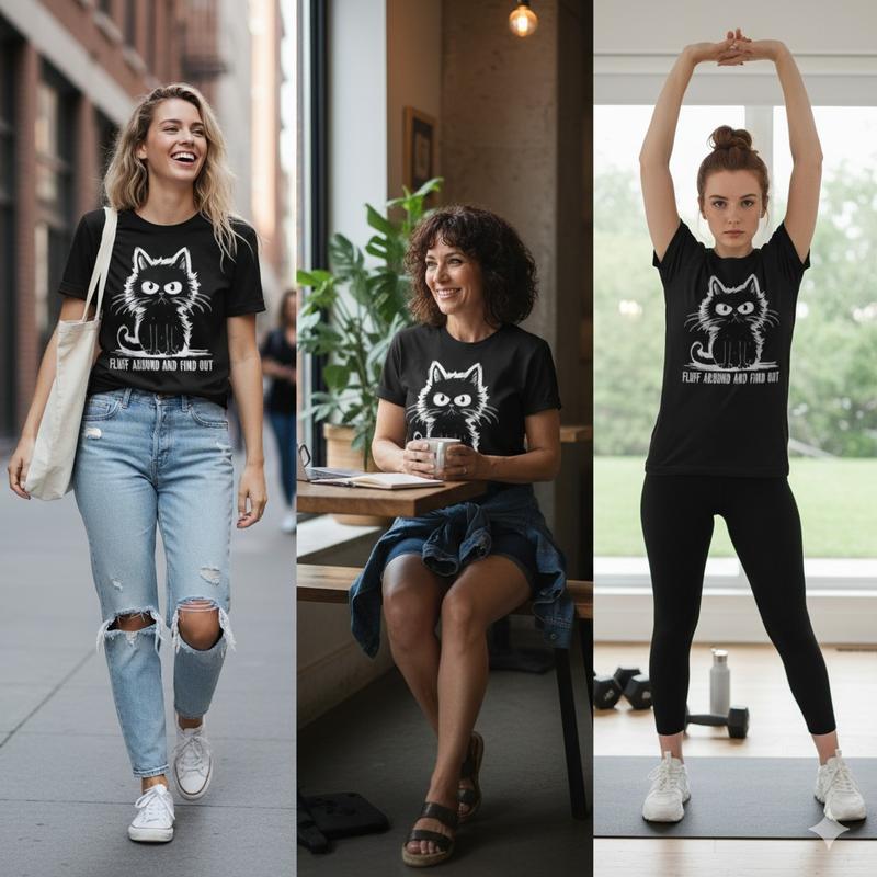 Funny Cat Shirt: Fluff Around And Find Out Graphic Tee, Cute Savage Cat Slogan, Sarcastic Humor, Unisex, Ideal Gift for Cat Lovers