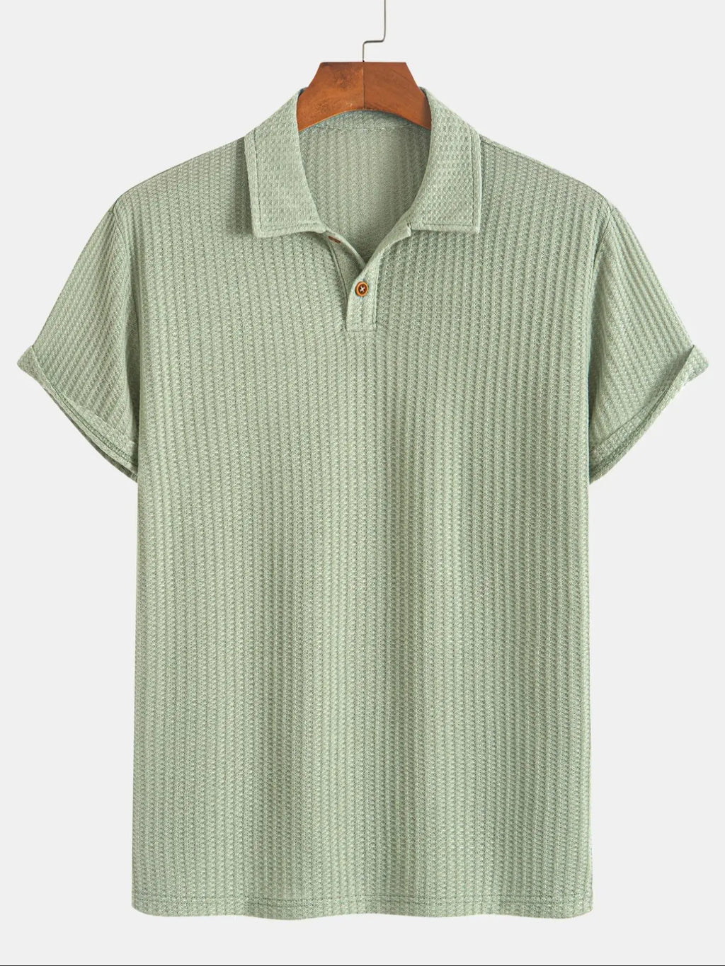 Men's Textured Knit Polo Shirt – Luxury Casual Short Sleeve Golf Style Top