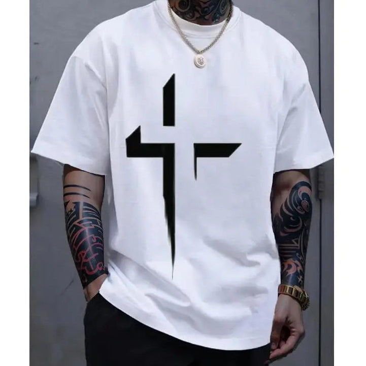 Minimal Cross Graphic T-Shirt/Sweatshirt/Hoodie – Dark Streetwear Oversized Tee