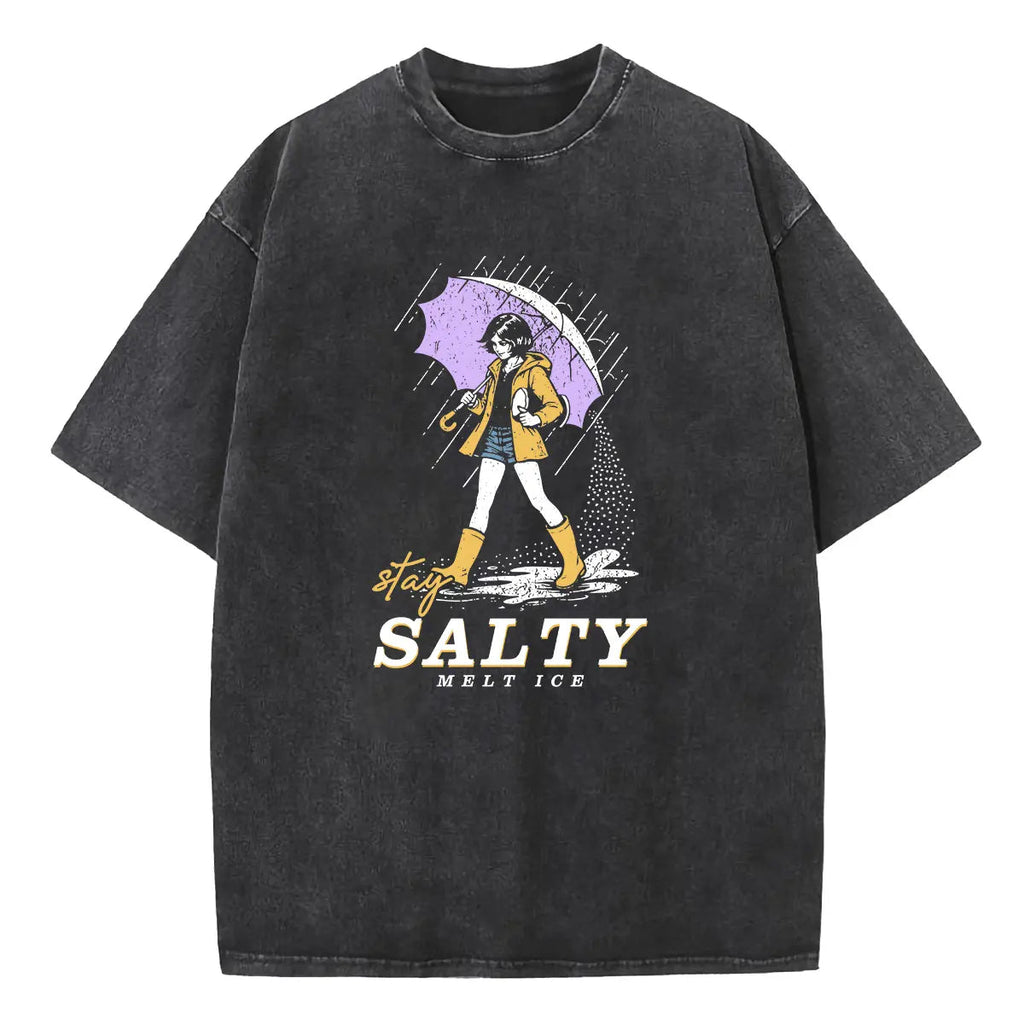 Stay Salty Vintage Wash Tee  – Oversized Coastal Girl Shirt