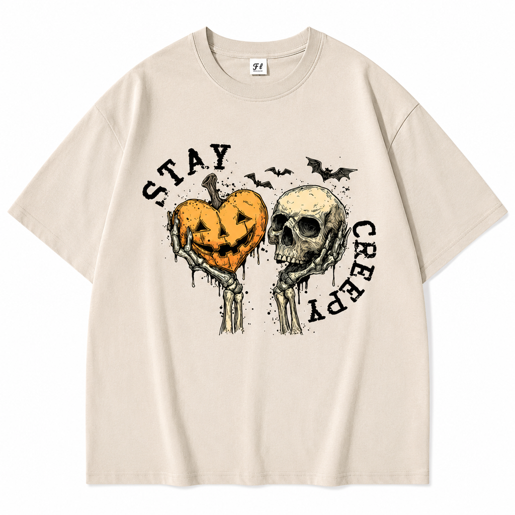 🎃Stay Creepy Skeleton Pumpkin Graphic T-shirt/Sweatshirt/Hoodie – Vintage Halloween Pullover Sweatshirt