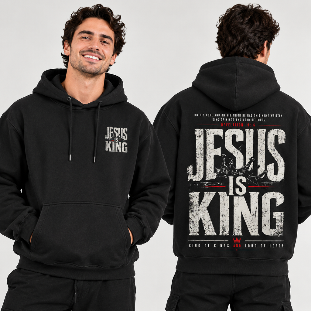 Jesus Is King Christian Hoodie/Sweatshirt/T-Shirt – Vintage Distressed Faith Graphic Streetwear Pullover
