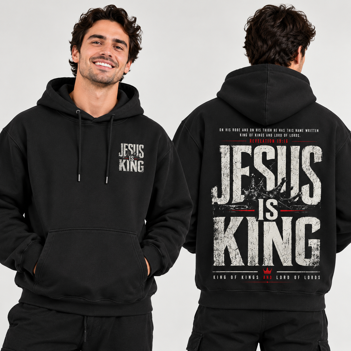Jesus Is King Christian Hoodie/Sweatshirt/T-Shirt – Vintage Distressed Faith Graphic Streetwear Pullover