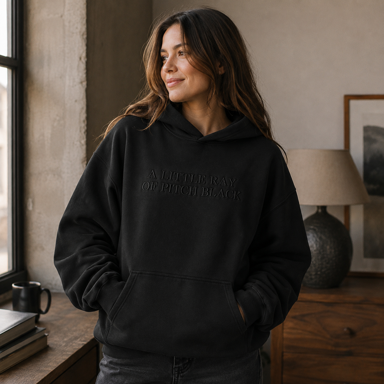 A Little Ray of Pitch Black Embroidered Sweatshirt/Hoodie – Funny Dark Humor Crewneck