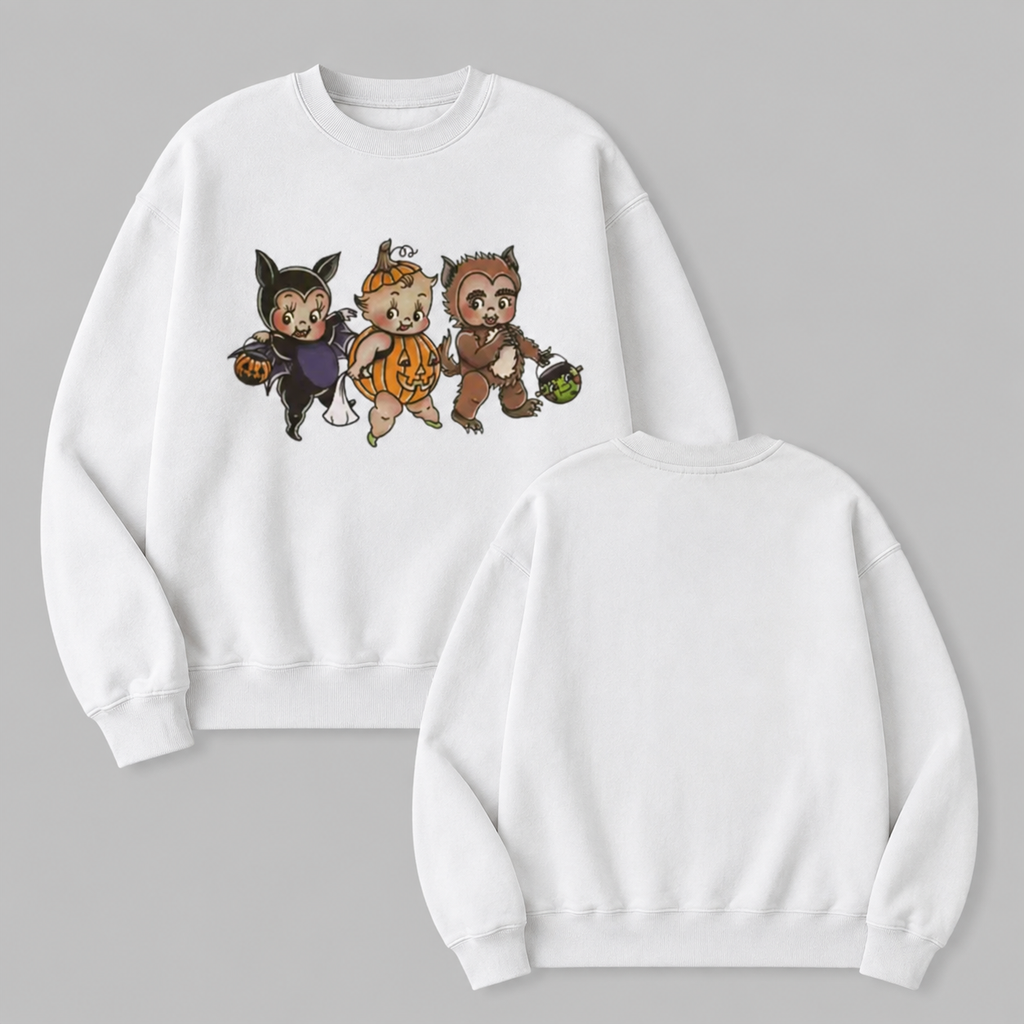Kewpie Halloween Trick or Treat T-Shirt/Sweatshirt/Hoodie – Retro Pumpkin Bat Costume Graphic Tee