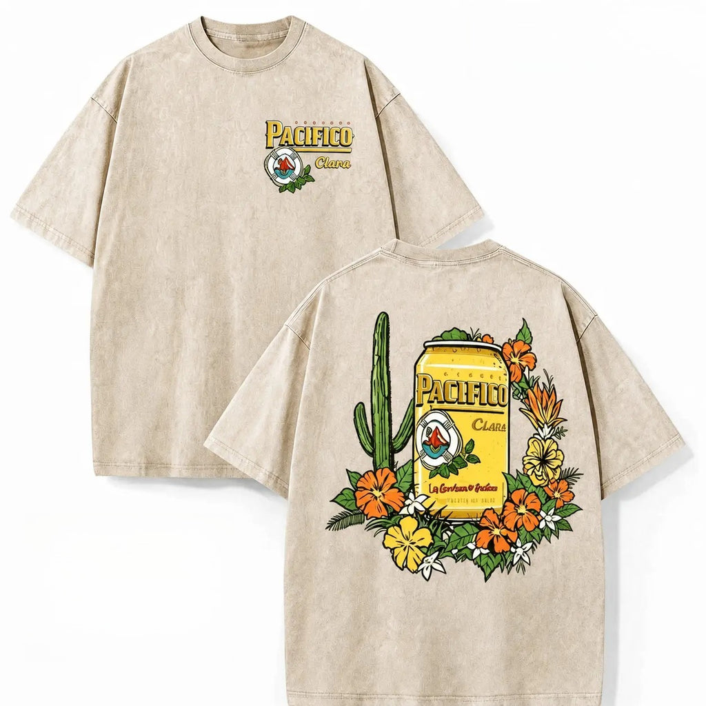 Vintage Tropical Beer Graphic T-Shirt/Sweatshirt/Hoodie – Acid Wash Baja Surf Oversized Tee