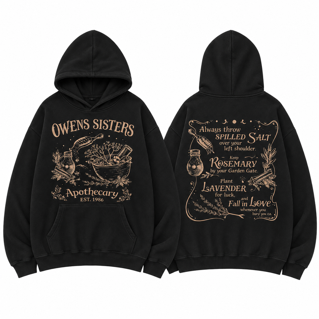 Owens Sisters Apothecary Shirt – Vintage Witchy Herb Graphic Tee, Botanical Front & Back T-Shirt/Sweatshirt/Hoodie