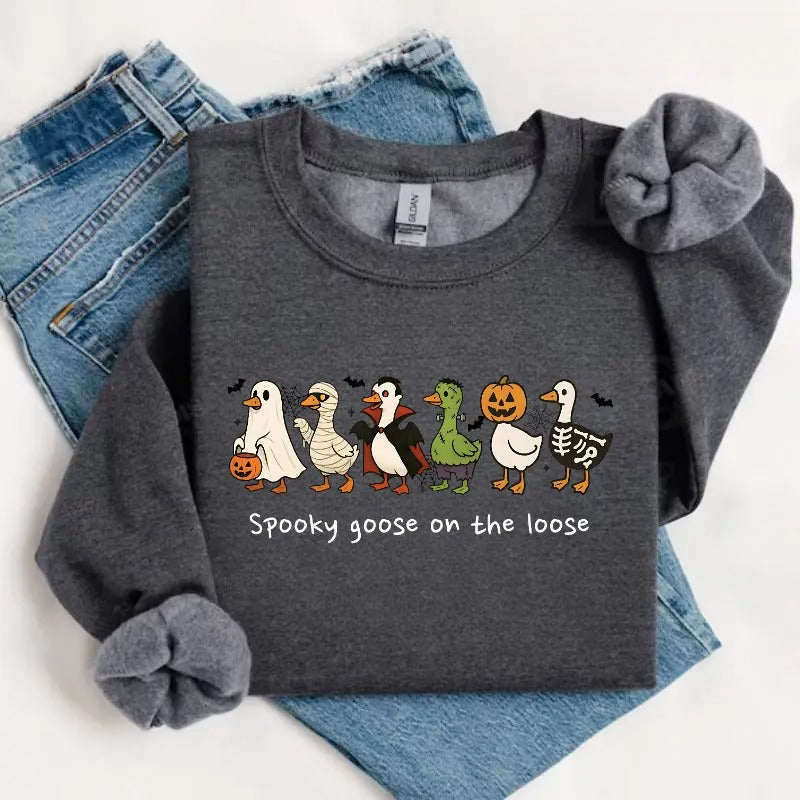 Spooky Goose on the Loose Sweatshirt/Hoodie/T-shirt – Cute Halloween Goose Graphic Crewneck
