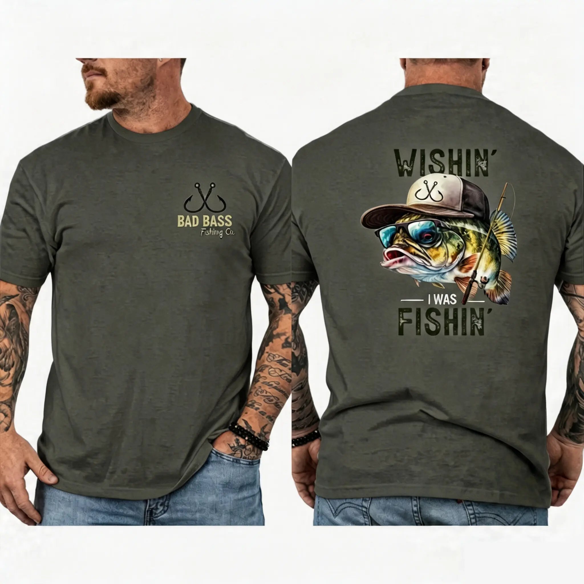 🎣Wishin' I Was Fishin' T-Shirt/Sweatshirt/Hoodie – Funny Bass Fishing Graphic Tee