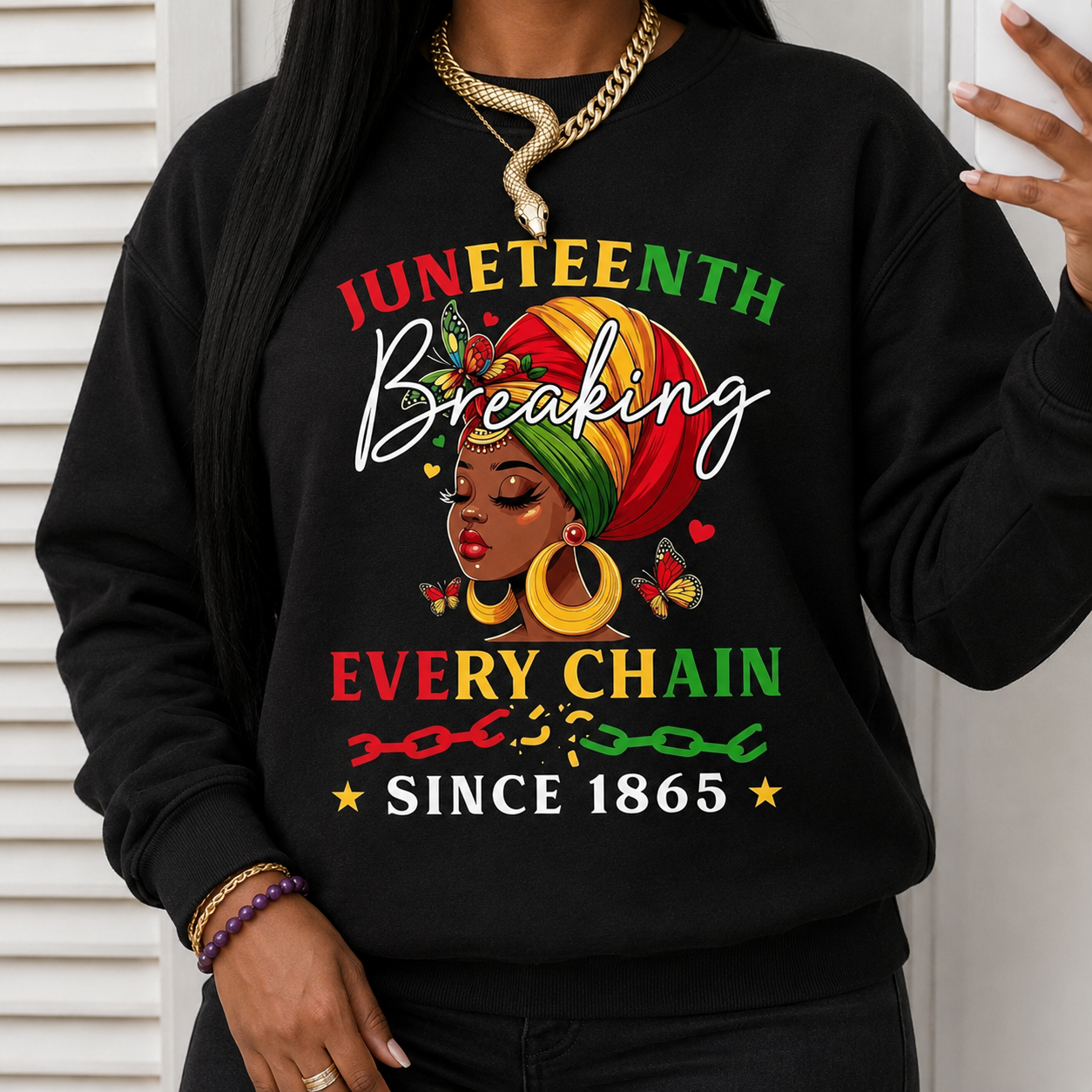 Juneteenth Queen Tee /Sweatshirt/Hoodie👑 – Breaking Every Chain Since 1865
