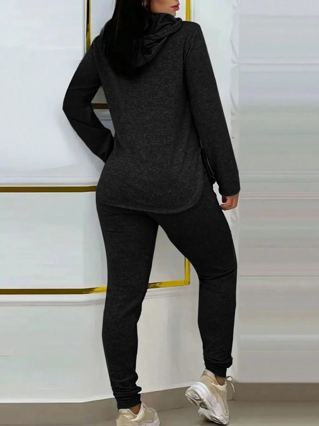 Women's 2-Piece Hooded Lounge Set – Long Sleeve Pullover Hoodie & Slim Jogger Pants Casual Matching Outfit