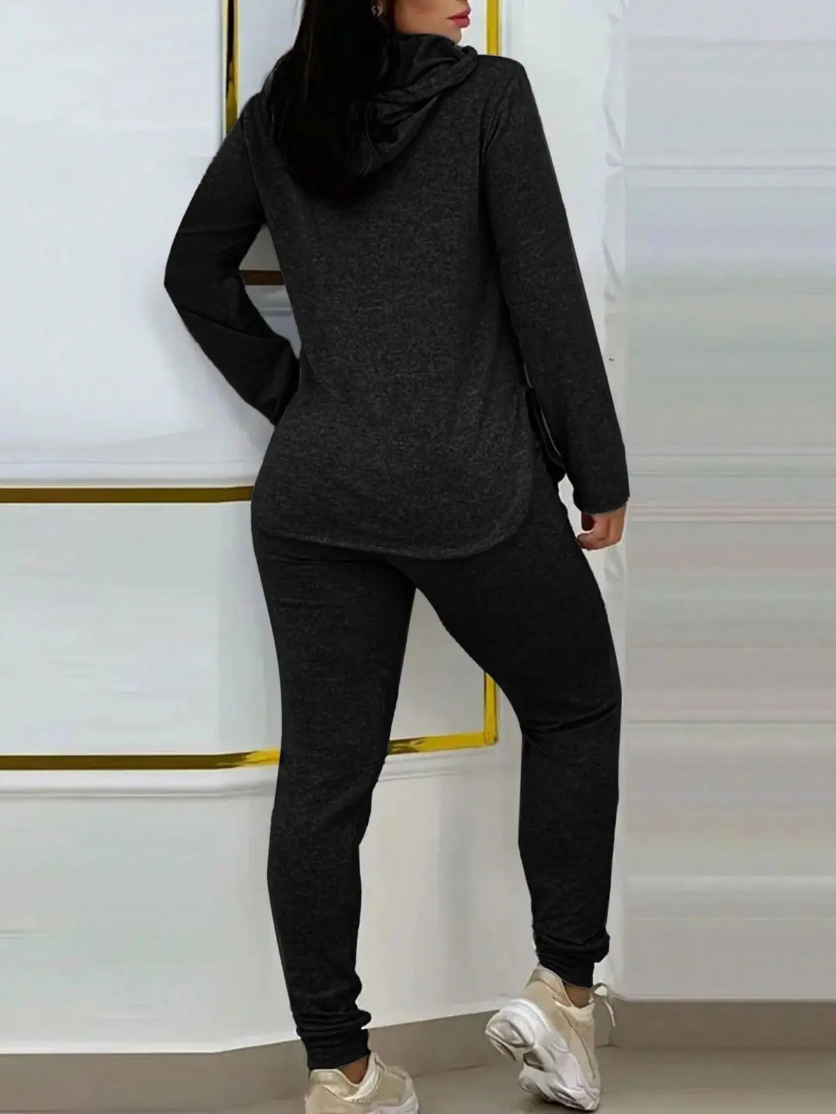 Women's 2-Piece Hooded Lounge Set – Long Sleeve Pullover Hoodie & Slim Jogger Pants Casual Matching Outfit