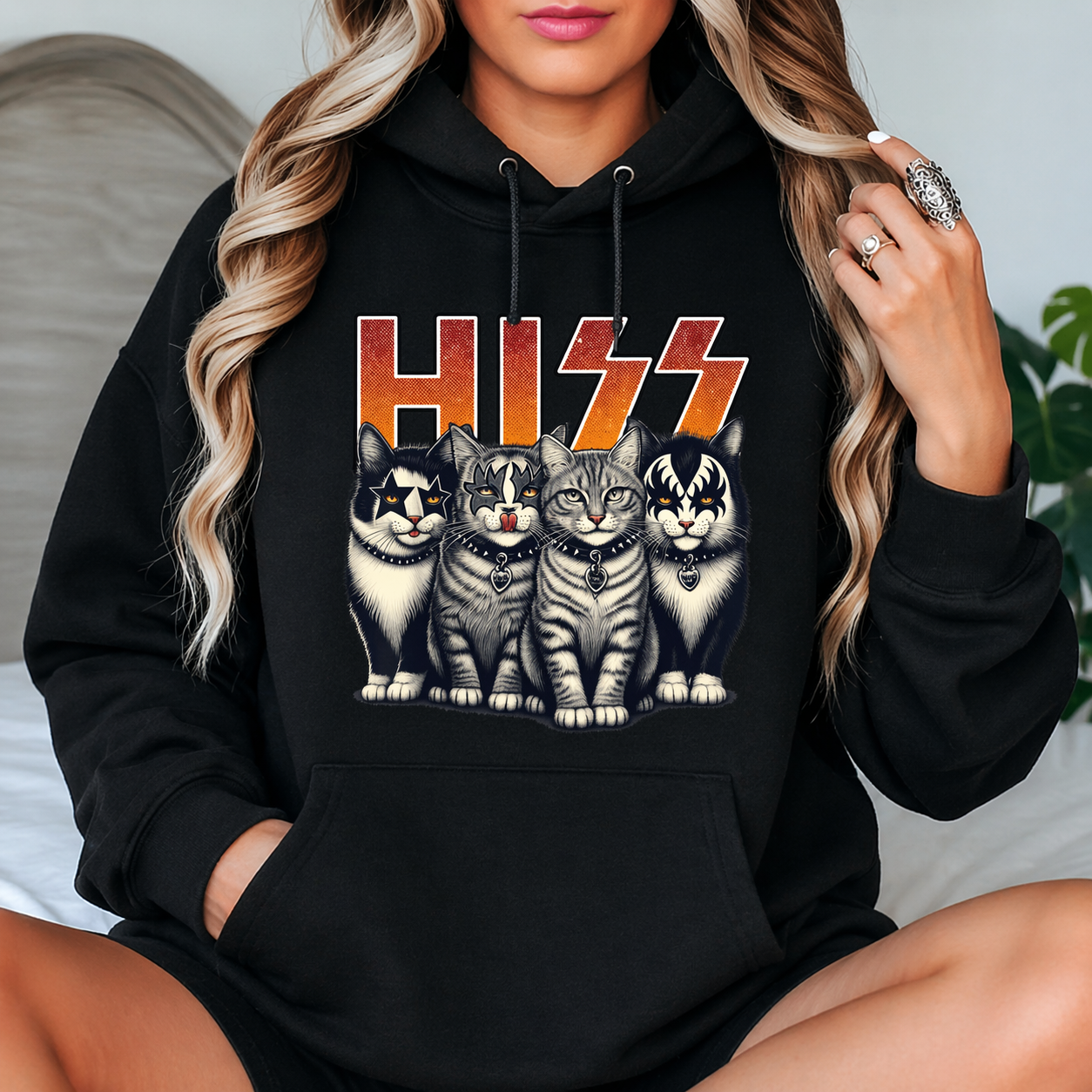 “HISS” Cat Rock Band T-Shirt/Sweatshirt/Hoodie – Funny Kitty Graphic Tee