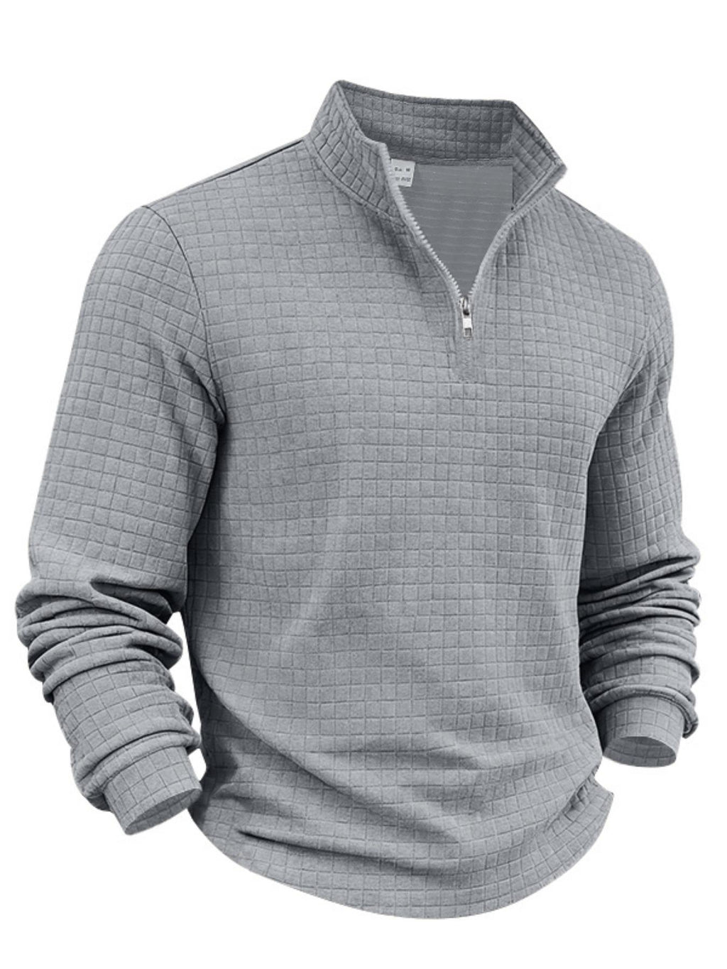 Men's Textured Quarter Zip Pullover – Casual Stand Collar Long Sleeve Sweatshirt