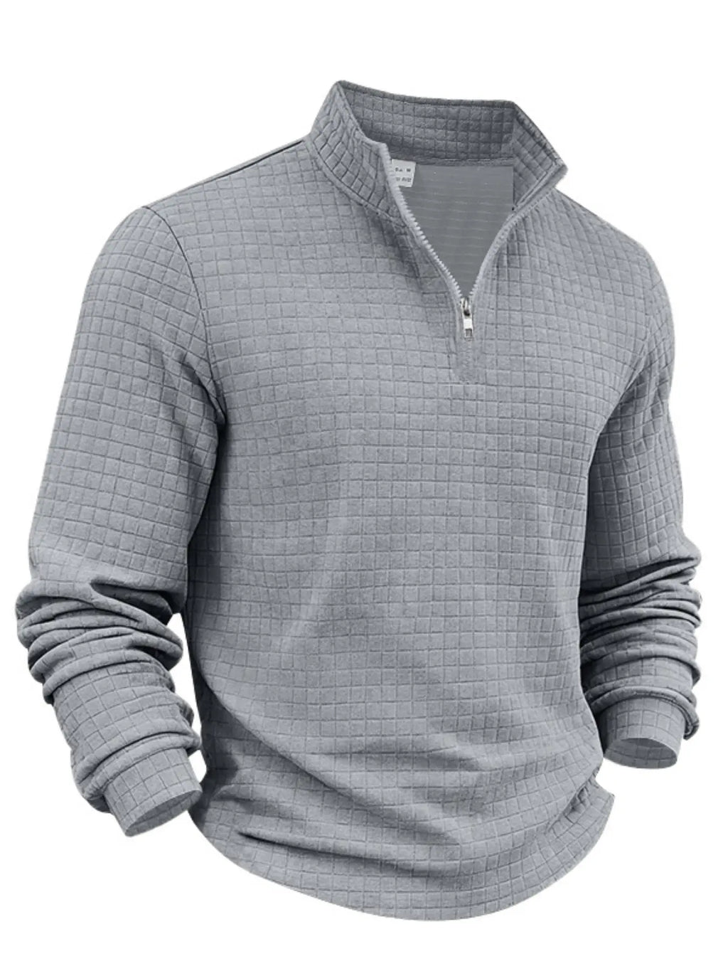 Men's Textured Quarter Zip Pullover – Casual Stand Collar Long Sleeve Sweatshirt