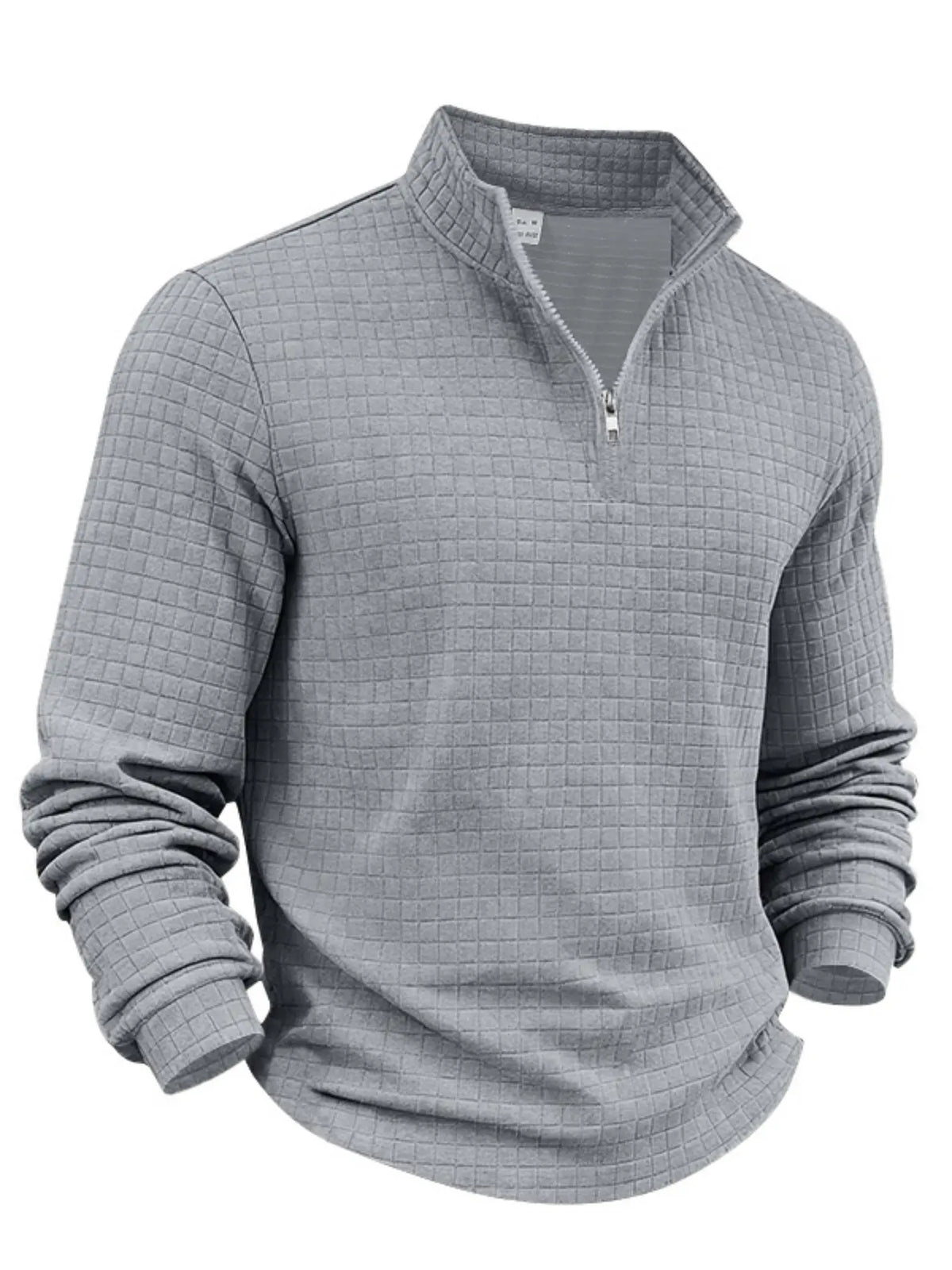 Men's Textured Quarter Zip Pullover – Casual Stand Collar Long Sleeve Sweatshirt