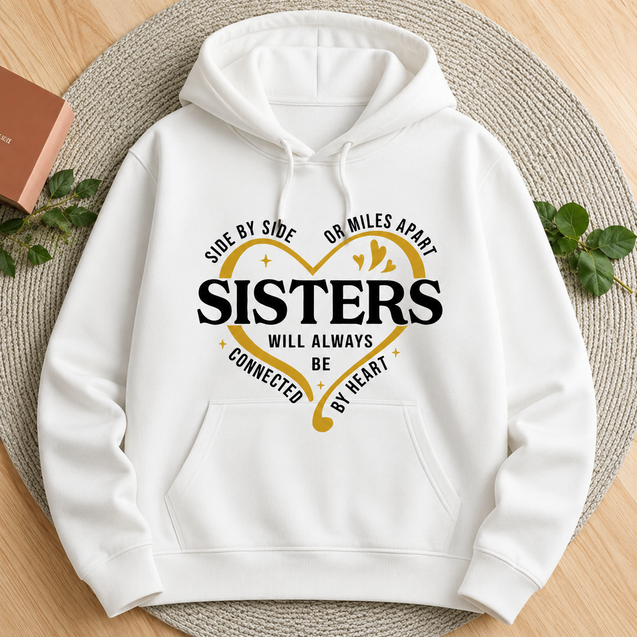 “Side by Side or Miles Apart” Sisters T-Shirt/Sweatshirt/Hoodie ❤️ – Connected by Heart Tee